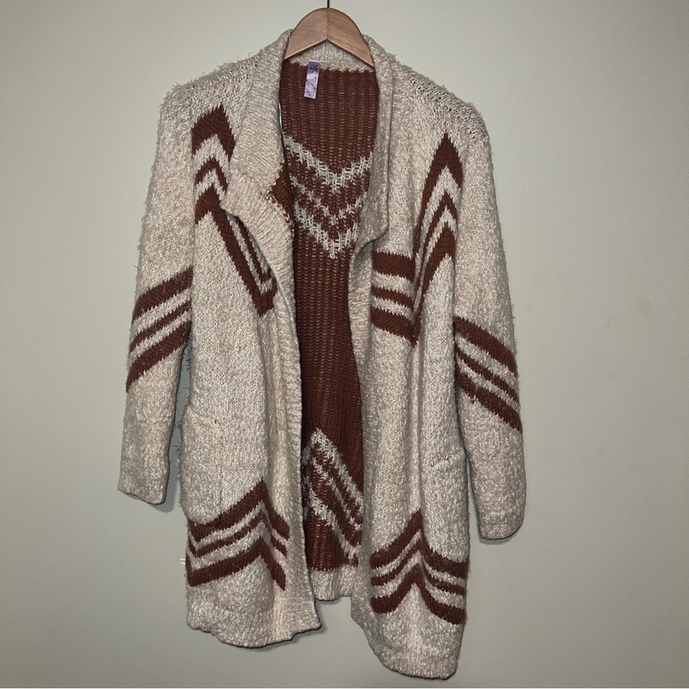 Cozy Rust Red and Cream Women's Sweater